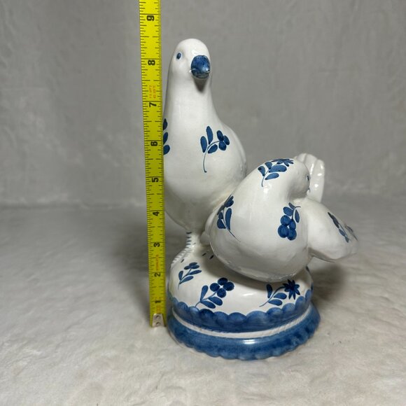 Vintage Signed AB Italy 2 Blue White Love Doves Figurine on base 1970's - Picture 5 of 7